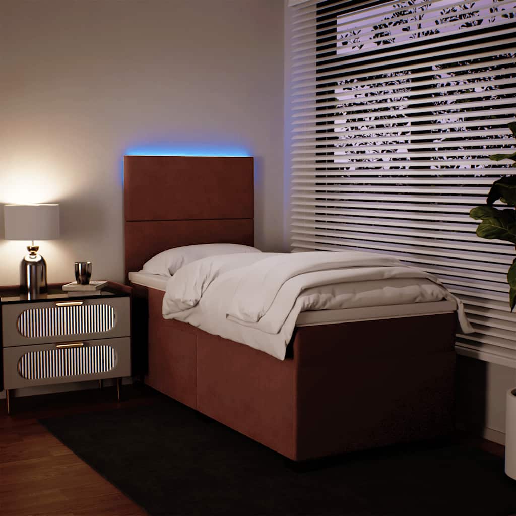 Κρεβάτι Boxspring με Στρώμα Ροζ 90x190 εκ. Βελούδινο - Pakobazaar
