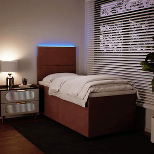 Κρεβάτι Boxspring με Στρώμα Ροζ 90x190 εκ. Βελούδινο - Pakobazaar