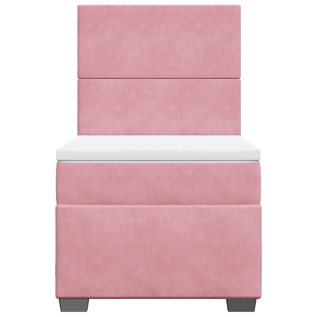 Κρεβάτι Boxspring με Στρώμα Ροζ 90x190 εκ. Βελούδινο - Pakobazaar