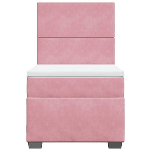 Κρεβάτι Boxspring με Στρώμα Ροζ 90x190 εκ. Βελούδινο - Pakobazaar