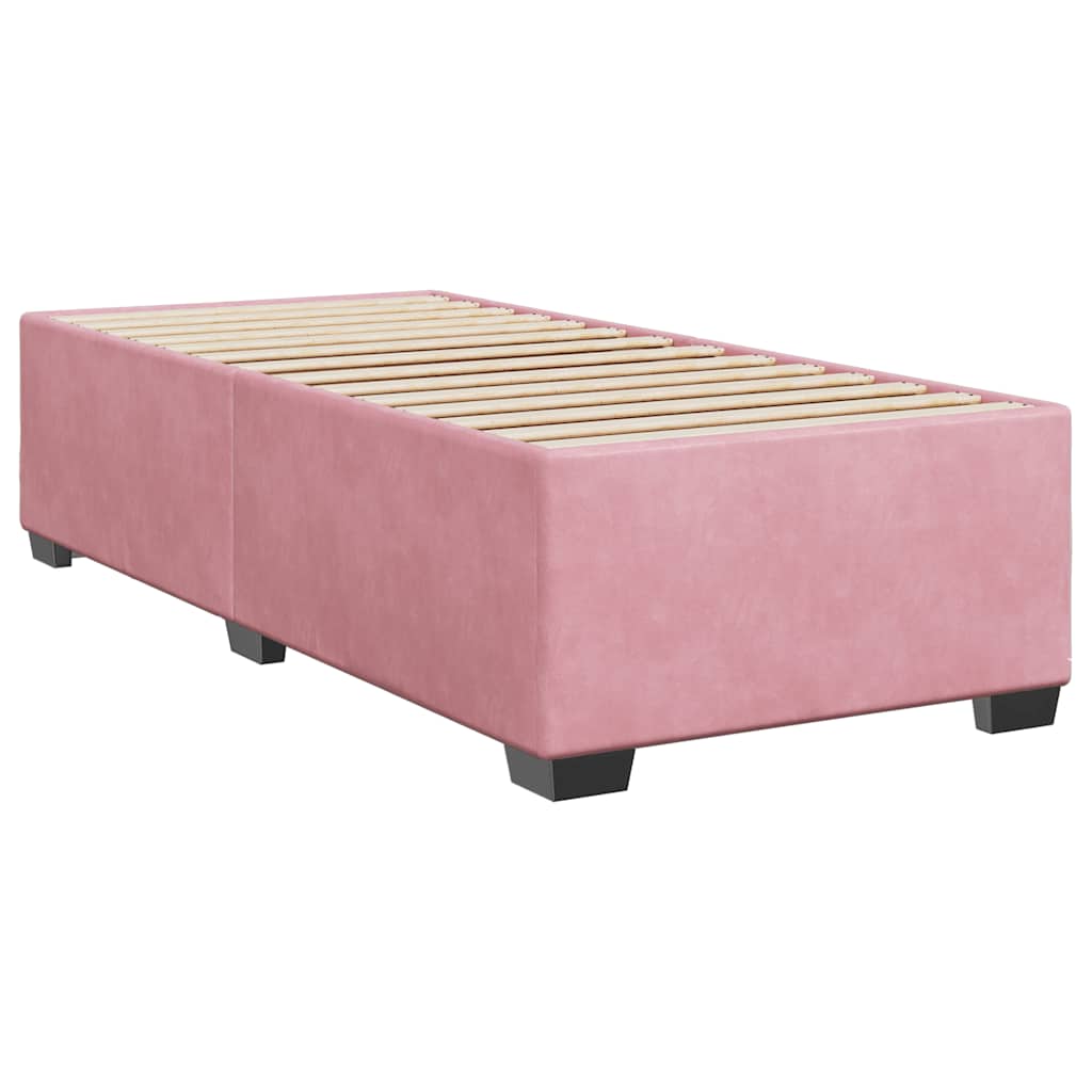 Κρεβάτι Boxspring με Στρώμα Ροζ 90x190 εκ. Βελούδινο - Pakobazaar