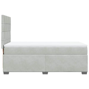 Κρεβάτι Boxspring με Στρώμα Ανοιχτό Γκρι 90x190 εκ. Βελούδινο - Pakobazaar