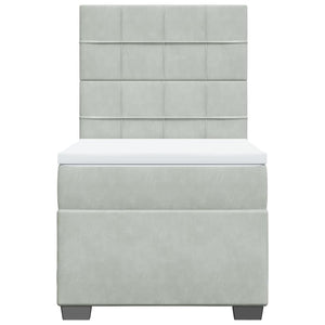 Κρεβάτι Boxspring με Στρώμα Ανοιχτό Γκρι 90x190 εκ. Βελούδινο - Pakobazaar