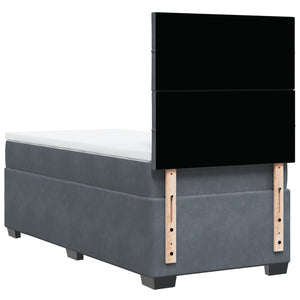 Κρεβάτι Boxspring με Στρώμα Σκούρο Γκρι 90x190 εκ. Βελούδινο - Pakobazaar