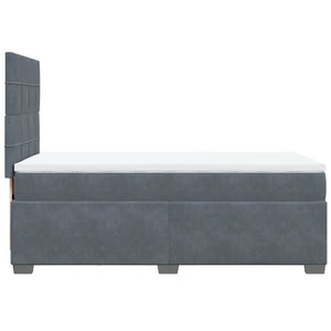 Κρεβάτι Boxspring με Στρώμα Σκούρο Γκρι 90x190 εκ. Βελούδινο - Pakobazaar