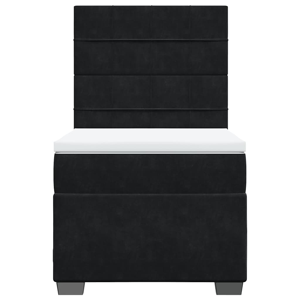 Κρεβάτι Boxspring με Στρώμα Μαύρο 90x190 εκ. Βελούδινο - Pakobazaar