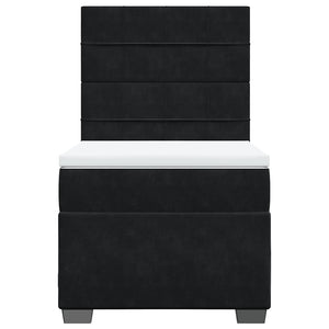 Κρεβάτι Boxspring με Στρώμα Μαύρο 90x190 εκ. Βελούδινο - Pakobazaar