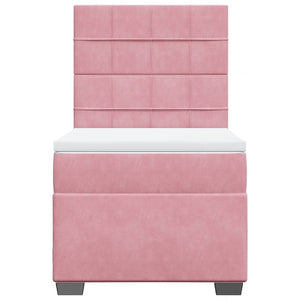 Κρεβάτι Boxspring με Στρώμα Ροζ 90x190 εκ. Βελούδινο - Pakobazaar