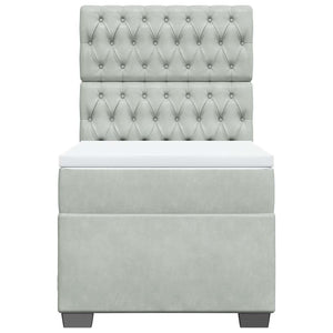 Κρεβάτι Boxspring με Στρώμα Ανοιχτό Γκρι 90x190 εκ. Βελούδινο - Pakobazaar