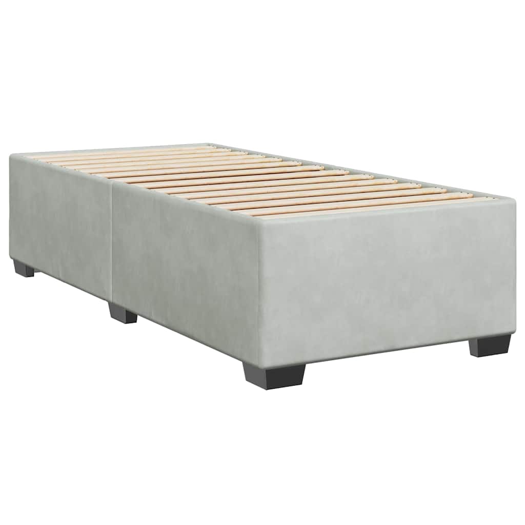 Κρεβάτι Boxspring με Στρώμα Ανοιχτό Γκρι 90x190 εκ. Βελούδινο - Pakobazaar