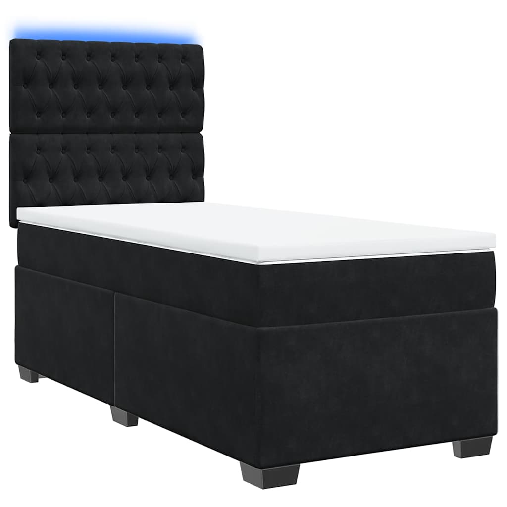 Κρεβάτι Boxspring με Στρώμα Μαύρο 90x190 εκ. Βελούδινο - Pakobazaar