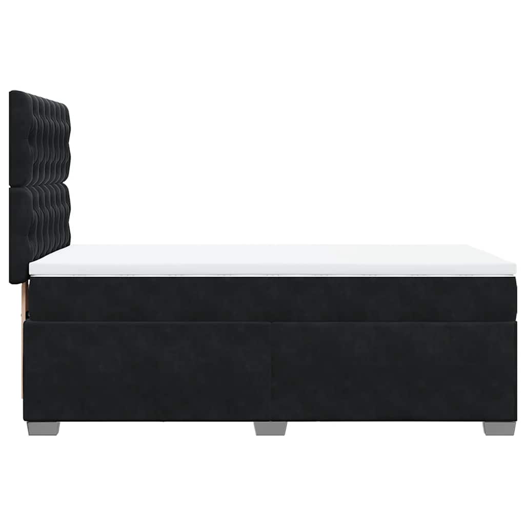 Κρεβάτι Boxspring με Στρώμα Μαύρο 90x190 εκ. Βελούδινο - Pakobazaar
