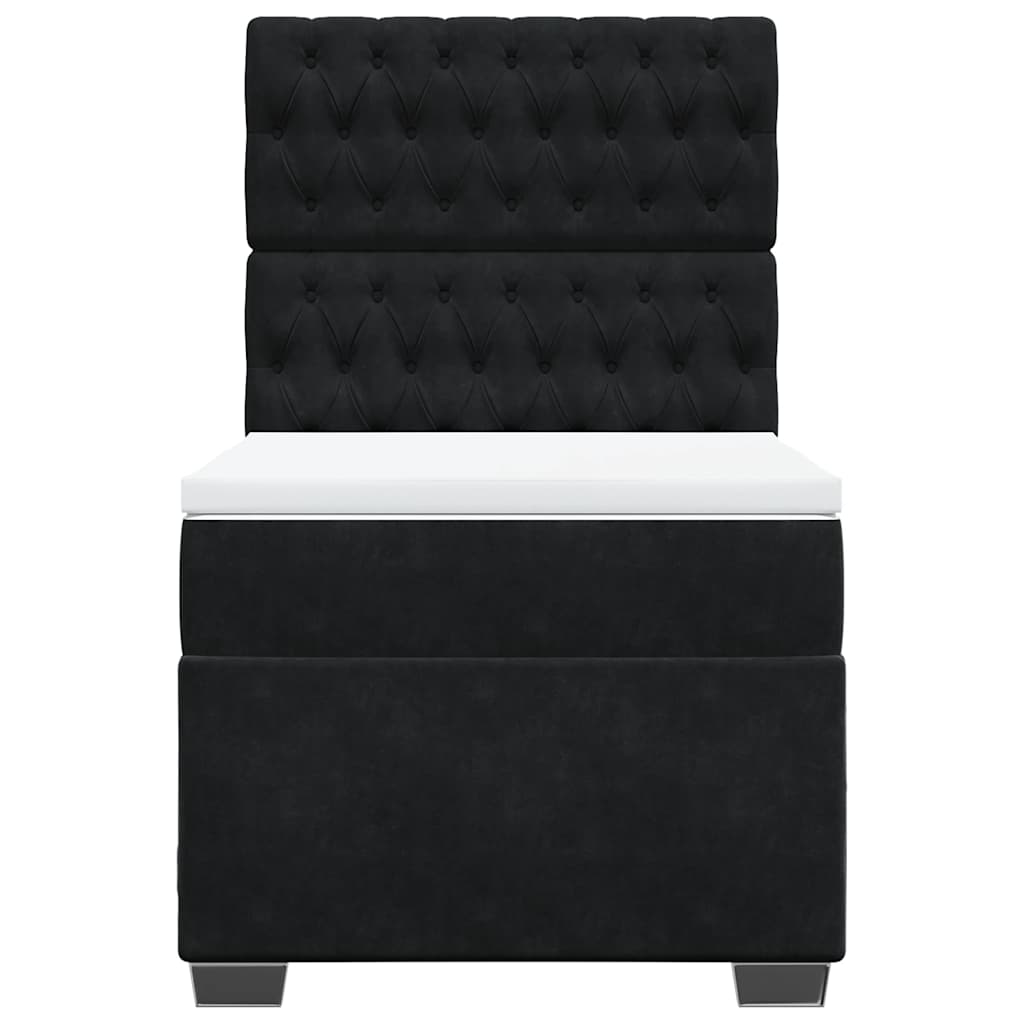 Κρεβάτι Boxspring με Στρώμα Μαύρο 90x190 εκ. Βελούδινο - Pakobazaar