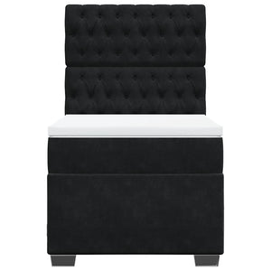 Κρεβάτι Boxspring με Στρώμα Μαύρο 90x190 εκ. Βελούδινο - Pakobazaar