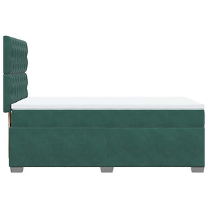 Κρεβάτι Boxspring με Στρώμα Σκούρο Πράσινο 90x190 εκ. Βελούδινο