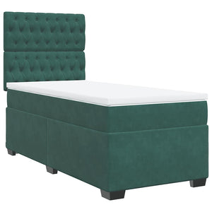 Κρεβάτι Boxspring με Στρώμα Σκούρο Πράσινο 90x190 εκ. Βελούδινο