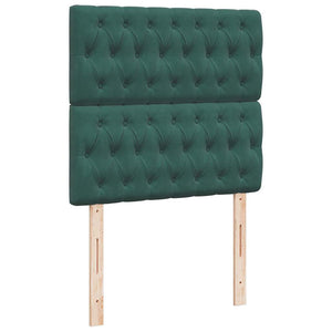 Κρεβάτι Boxspring με Στρώμα Σκούρο Πράσινο 90x190 εκ. Βελούδινο