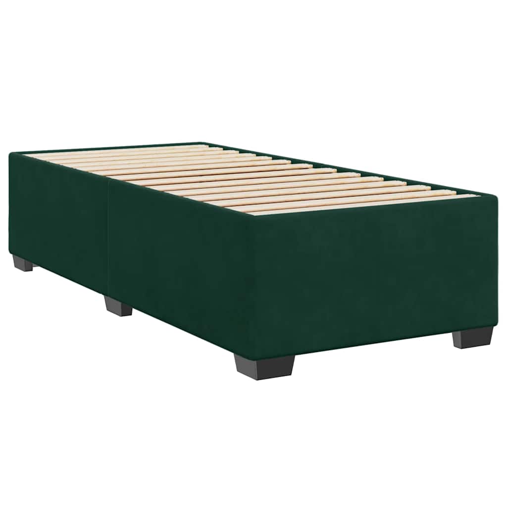 Κρεβάτι Boxspring με Στρώμα Σκούρο Πράσινο 90x190 εκ. Βελούδινο