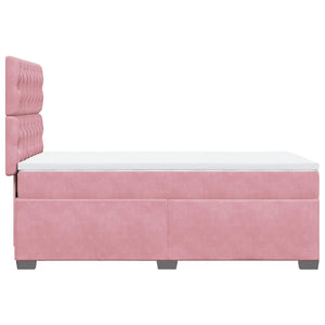 Κρεβάτι Boxspring με Στρώμα Ροζ 90x190 εκ. Βελούδινο - Pakobazaar