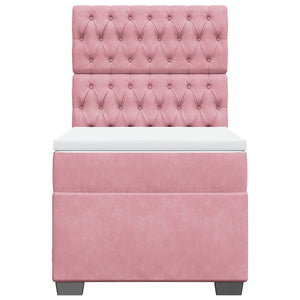 Κρεβάτι Boxspring με Στρώμα Ροζ 90x190 εκ. Βελούδινο - Pakobazaar