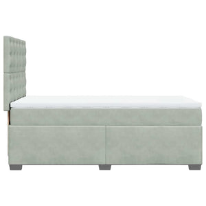 Κρεβάτι Boxspring με Στρώμα Ανοιχτό Γκρι 90x190 εκ. Βελούδινο - Pakobazaar