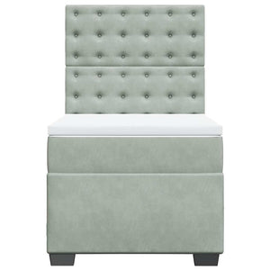 Κρεβάτι Boxspring με Στρώμα Ανοιχτό Γκρι 90x190 εκ. Βελούδινο - Pakobazaar
