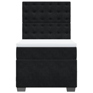 Κρεβάτι Boxspring με Στρώμα Μαύρο 90x190 εκ. Βελούδινο - Pakobazaar