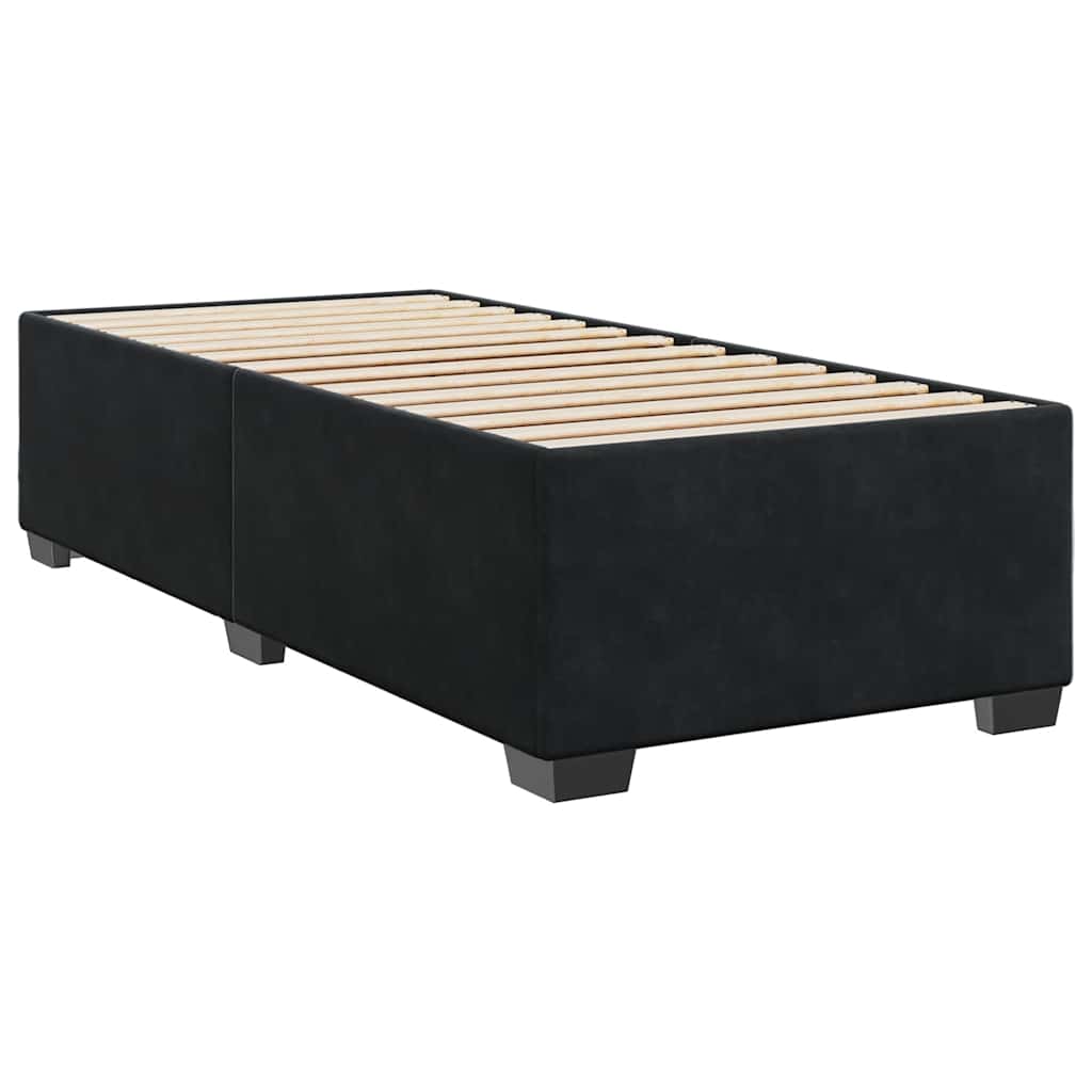 Κρεβάτι Boxspring με Στρώμα Μαύρο 90x190 εκ. Βελούδινο - Pakobazaar