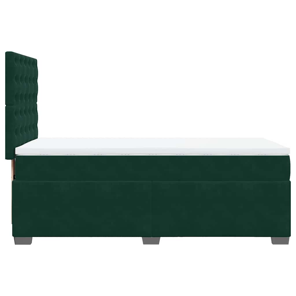 Κρεβάτι Boxspring με Στρώμα Σκούρο Πράσινο 90x190 εκ. Βελούδινο - Pakobazaar