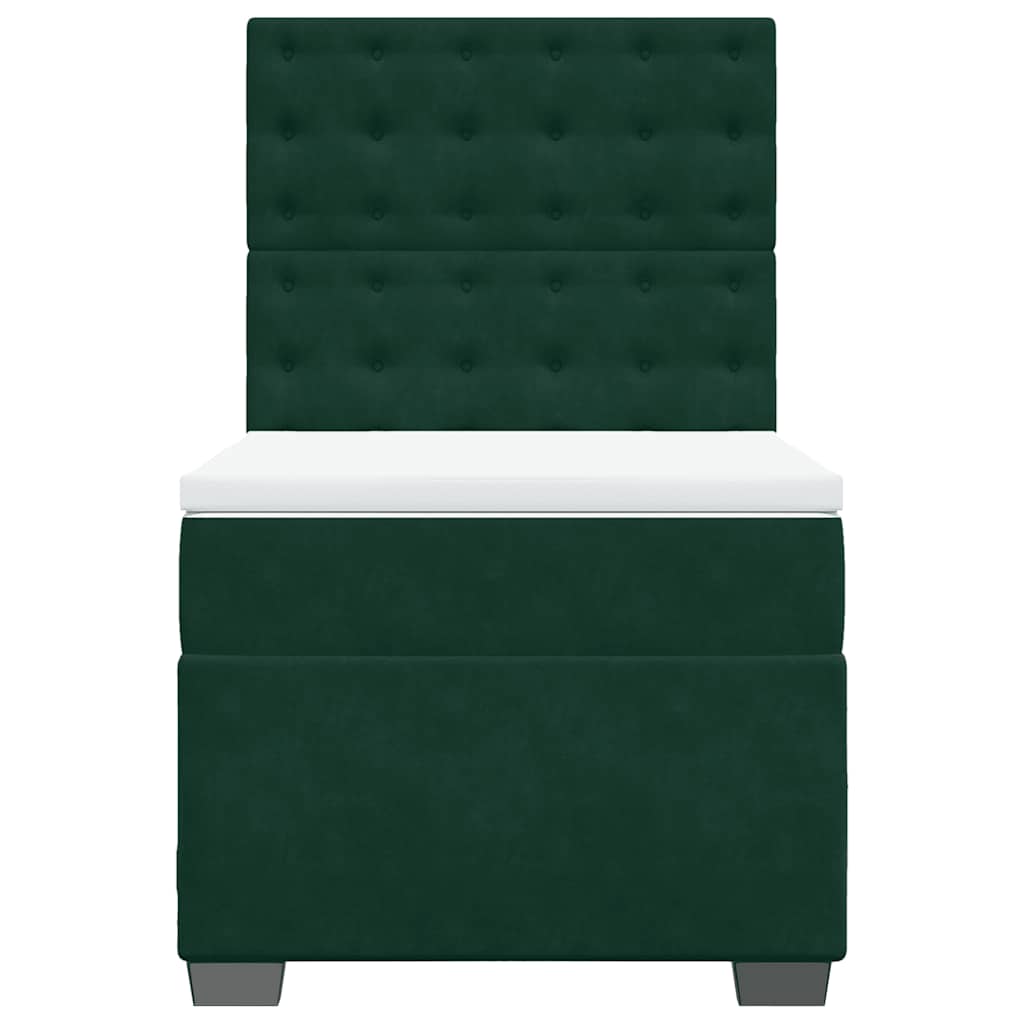 Κρεβάτι Boxspring με Στρώμα Σκούρο Πράσινο 90x190 εκ. Βελούδινο - Pakobazaar