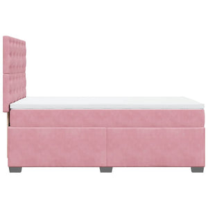 Κρεβάτι Boxspring με Στρώμα Ροζ 90x190 εκ. Βελούδινο - Pakobazaar