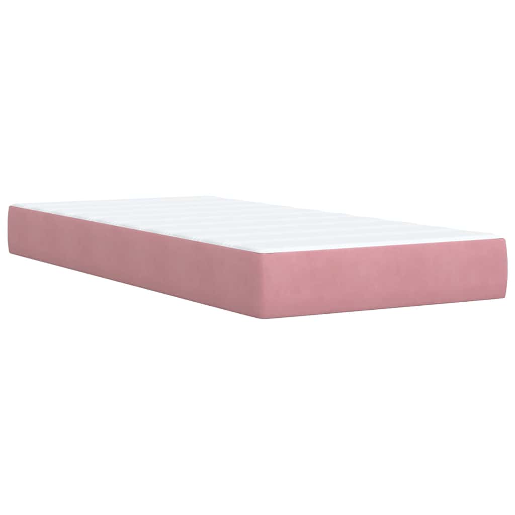 Κρεβάτι Boxspring με Στρώμα Ροζ 90x190 εκ. Βελούδινο - Pakobazaar