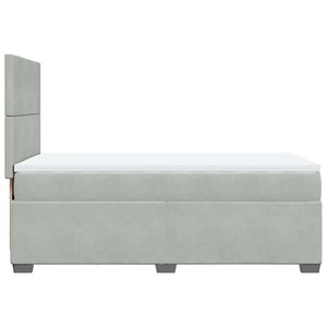 Κρεβάτι Boxspring με Στρώμα Ανοιχτό Γκρι 90x200 εκ. Βελούδινο - Pakobazaar