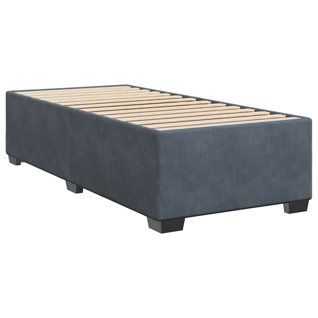 Κρεβάτι Boxspring με Στρώμα Σκούρο Γκρι 90x200 εκ. Βελούδινο - Pakobazaar