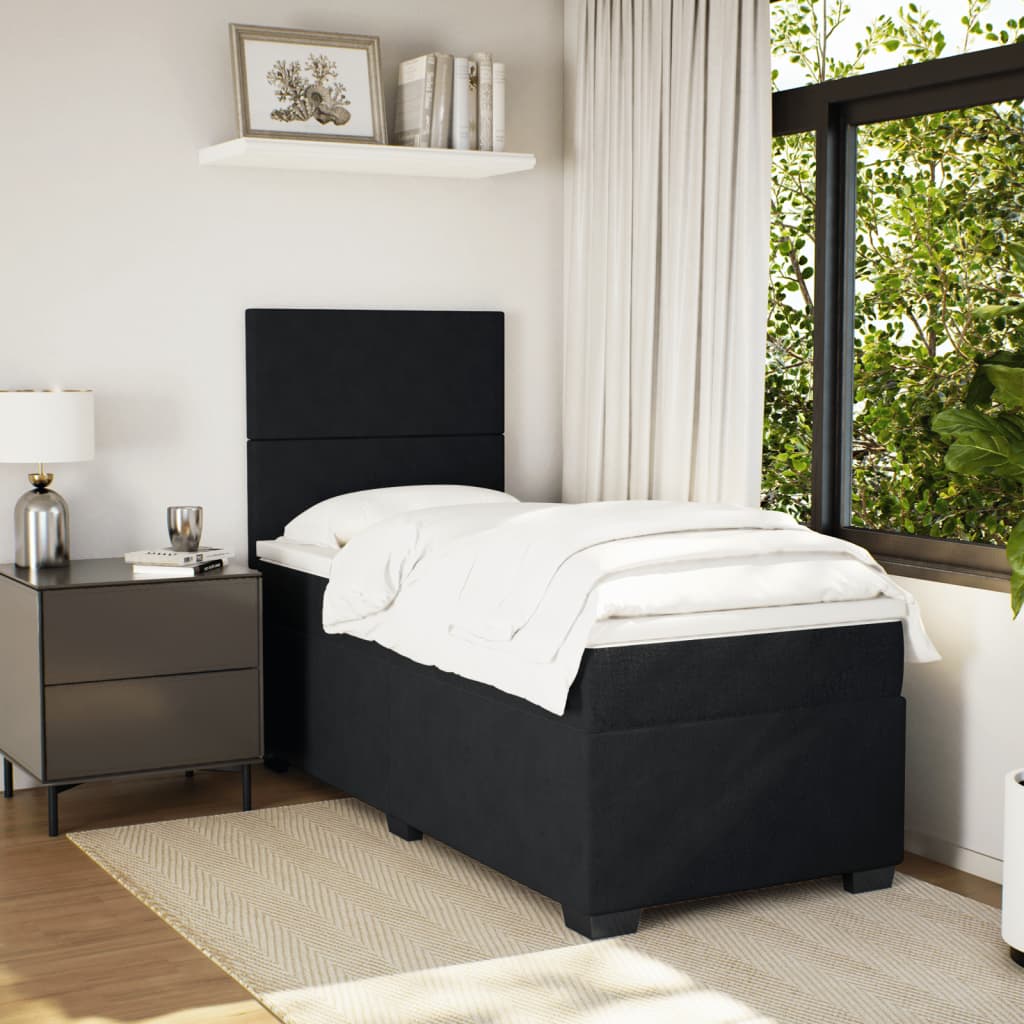 Κρεβάτι Boxspring με Στρώμα Μαύρο 90x200 εκ. Βελούδινο - Pakobazaar
