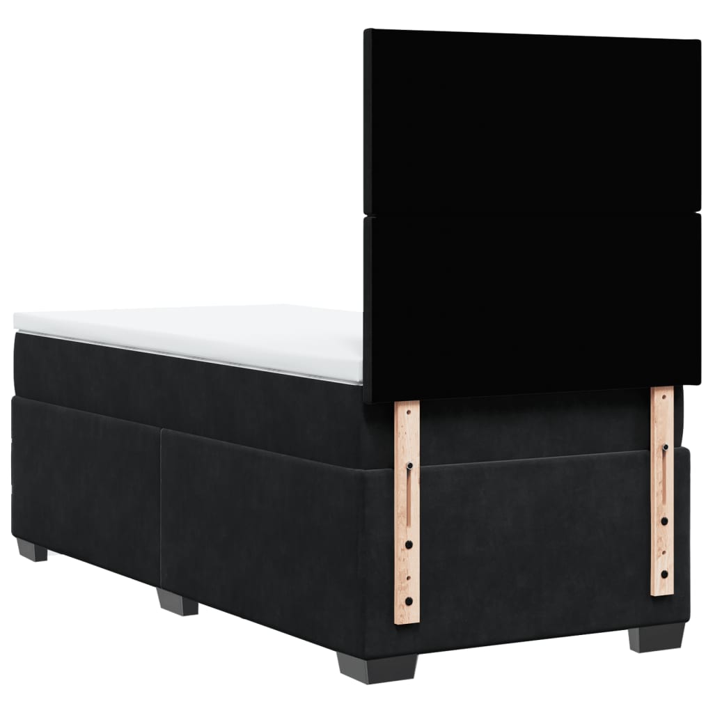 Κρεβάτι Boxspring με Στρώμα Μαύρο 90x200 εκ. Βελούδινο - Pakobazaar