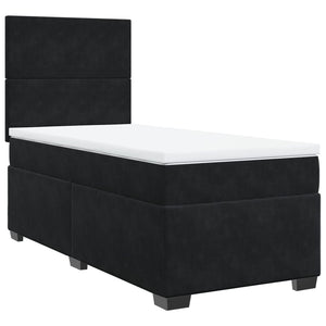 Κρεβάτι Boxspring με Στρώμα Μαύρο 90x200 εκ. Βελούδινο - Pakobazaar