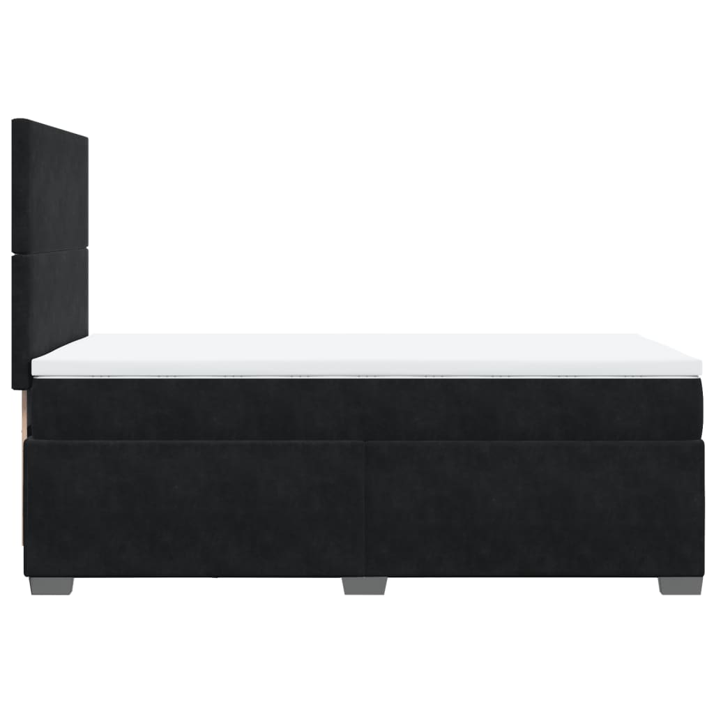 Κρεβάτι Boxspring με Στρώμα Μαύρο 90x200 εκ. Βελούδινο - Pakobazaar