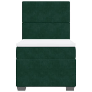 Κρεβάτι Boxspring με Στρώμα Σκούρο Πράσινο 90x200 εκ. Βελούδινο - Pakobazaar