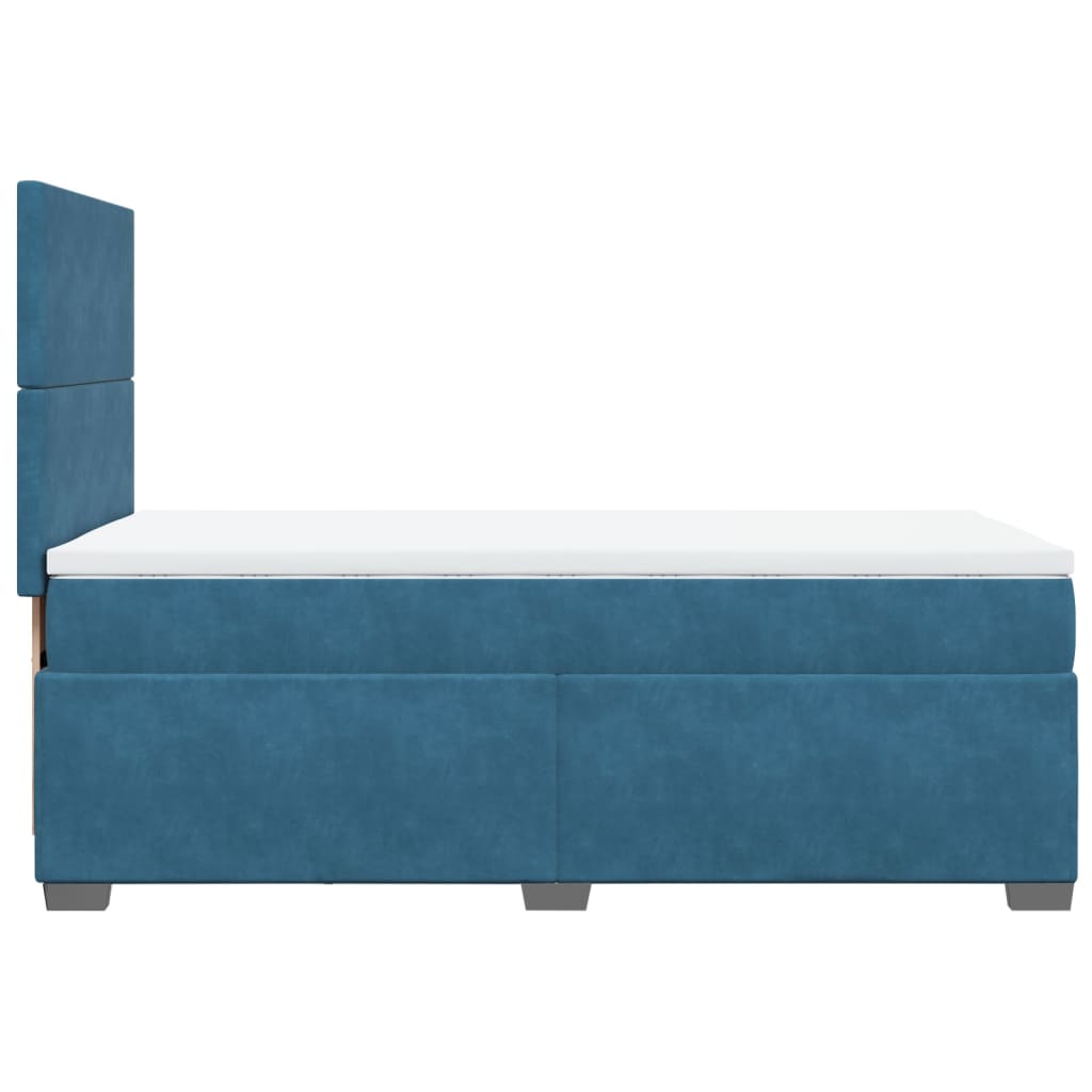 Κρεβάτι Boxspring με Στρώμα Μπλε 90x200 εκ. Βελούδινο - Pakobazaar