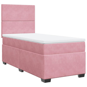 Κρεβάτι Boxspring με Στρώμα Ροζ 90x200 εκ. Βελούδινο