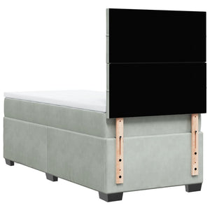 Κρεβάτι Boxspring με Στρώμα Ανοιχτό Γκρι 90x200 εκ. Βελούδινο - Pakobazaar