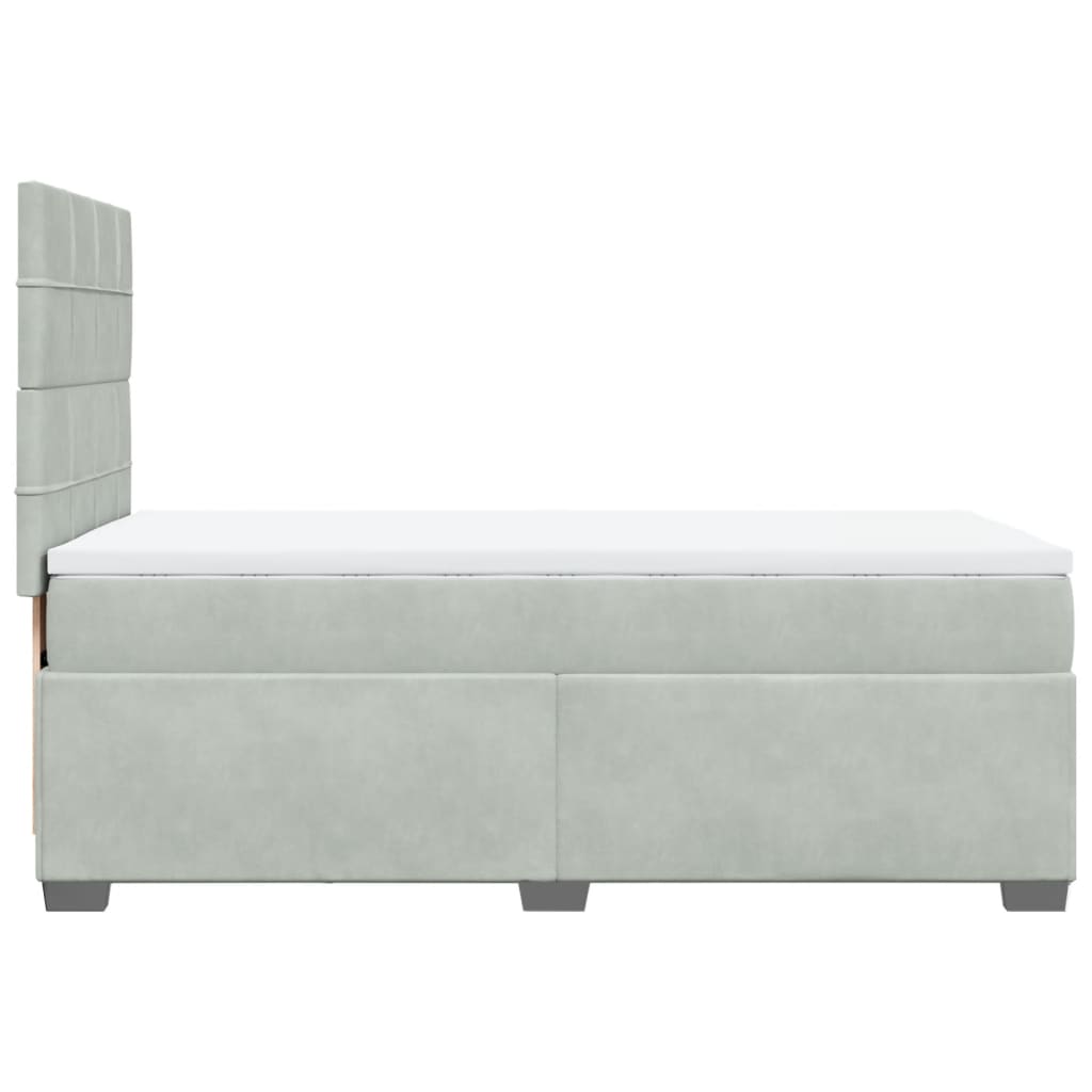 Κρεβάτι Boxspring με Στρώμα Ανοιχτό Γκρι 90x200 εκ. Βελούδινο - Pakobazaar