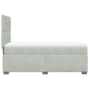 Κρεβάτι Boxspring με Στρώμα Ανοιχτό Γκρι 90x200 εκ. Βελούδινο - Pakobazaar
