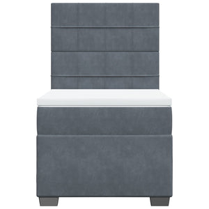 Κρεβάτι Boxspring με Στρώμα Σκούρο Γκρι 90x200 εκ. Βελούδινο - Pakobazaar