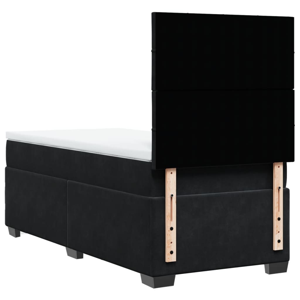 Κρεβάτι Boxspring με Στρώμα Μαύρο 90x200 εκ. Βελούδινο - Pakobazaar