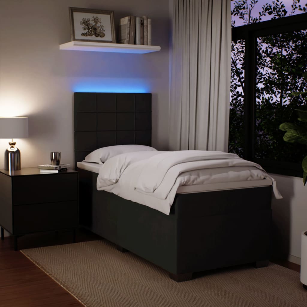 Κρεβάτι Boxspring με Στρώμα Μαύρο 90x200 εκ. Βελούδινο - Pakobazaar