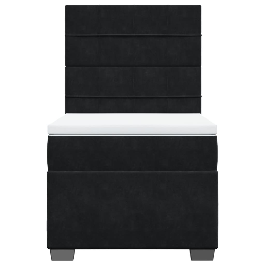 Κρεβάτι Boxspring με Στρώμα Μαύρο 90x200 εκ. Βελούδινο - Pakobazaar