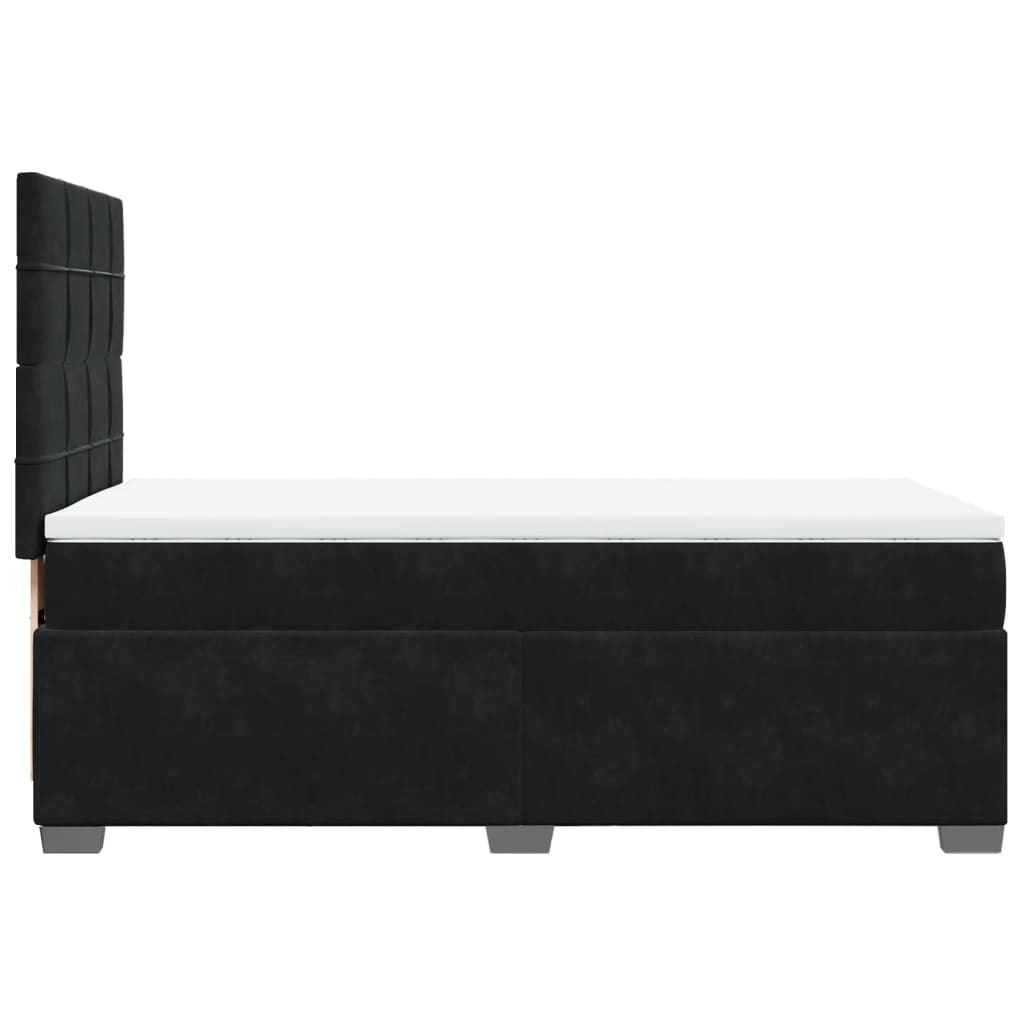 Κρεβάτι Boxspring με Στρώμα Μαύρο 90x200 εκ. Βελούδινο - Pakobazaar