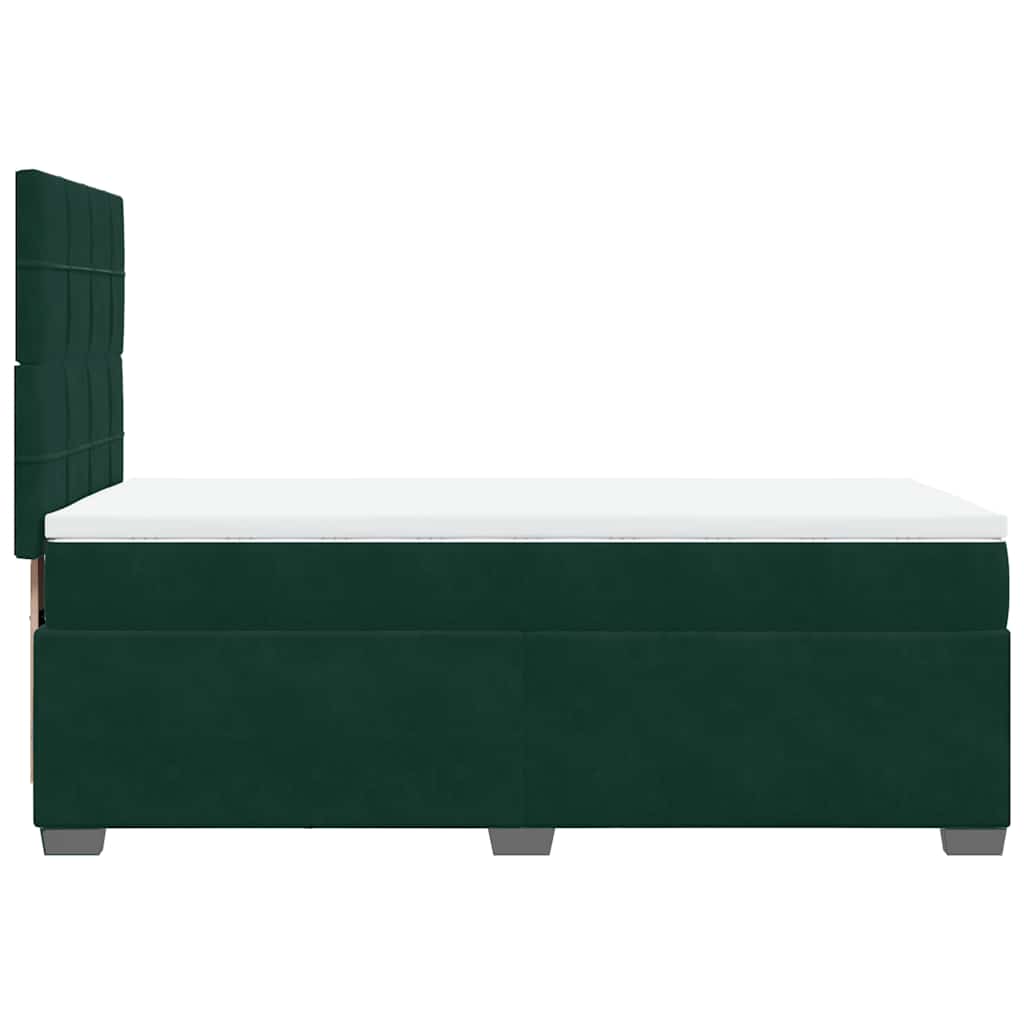 Κρεβάτι Boxspring με Στρώμα Σκούρο Πράσινο 90x200 εκ. Βελούδινο - Pakobazaar